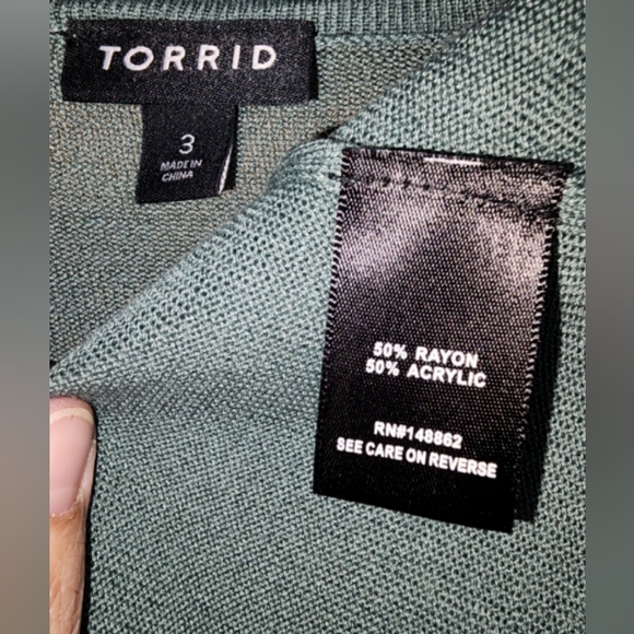 TORRID Cardigan  Tissue Weight Drape Open Front Cardi Size 24 Dark Forest Green - Picture 8 of 11